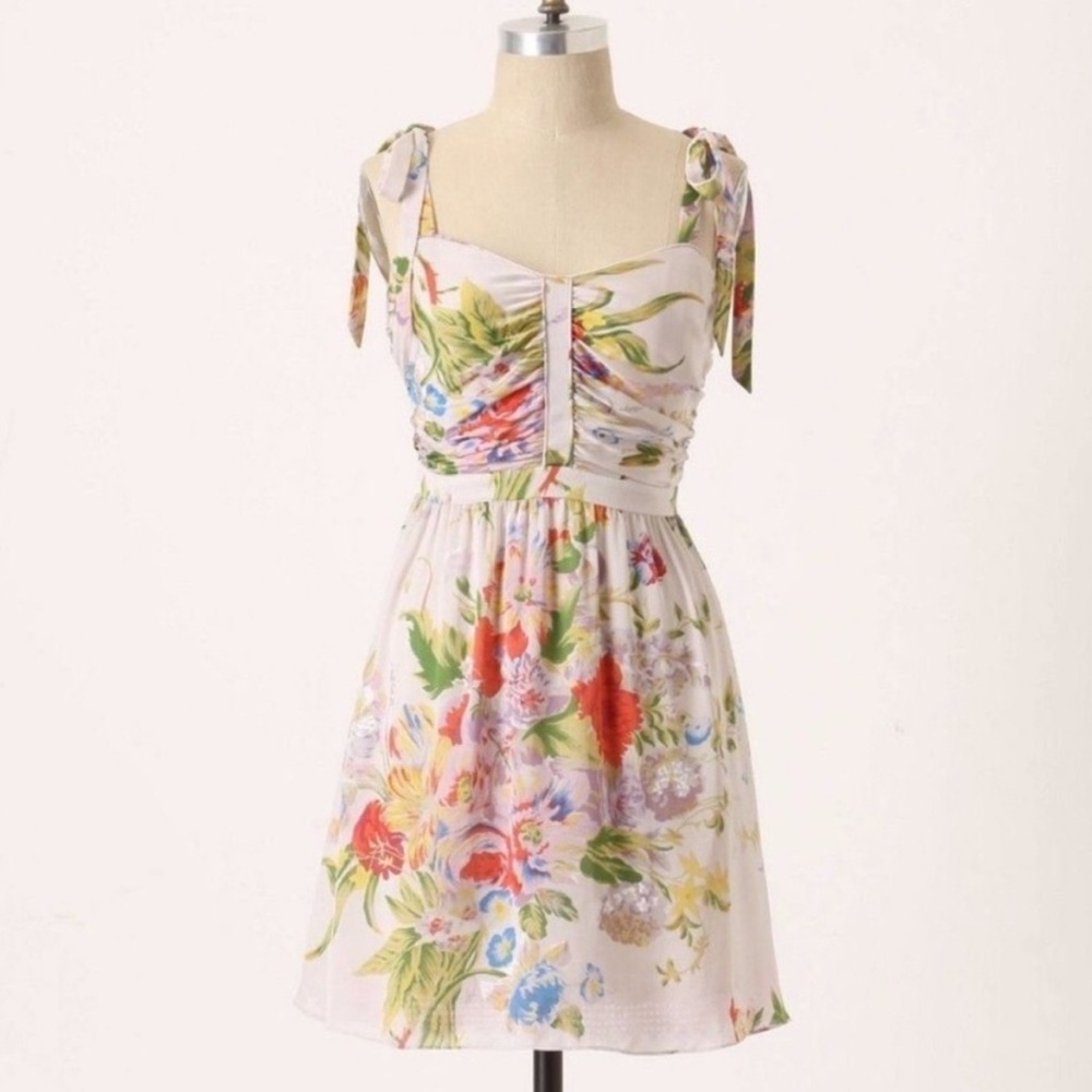 Anthro LEIFSDOTTIR Summer Twilight Floral Silk Dress